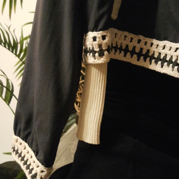 FREE PEOPLE JACKET GRAY/ CREME CROCHET  SMALL - Picture 7 of 11